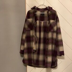 Reitmans Purple and Cream Plaid Utility Jacket